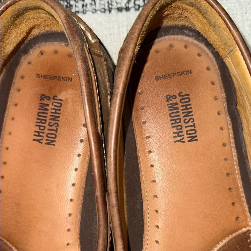 Johnston & Murphy Tan Leather Tassel Loafers sheepskin leather, business casual